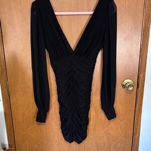 Windsor Black Long Sleeve Ruched Dress